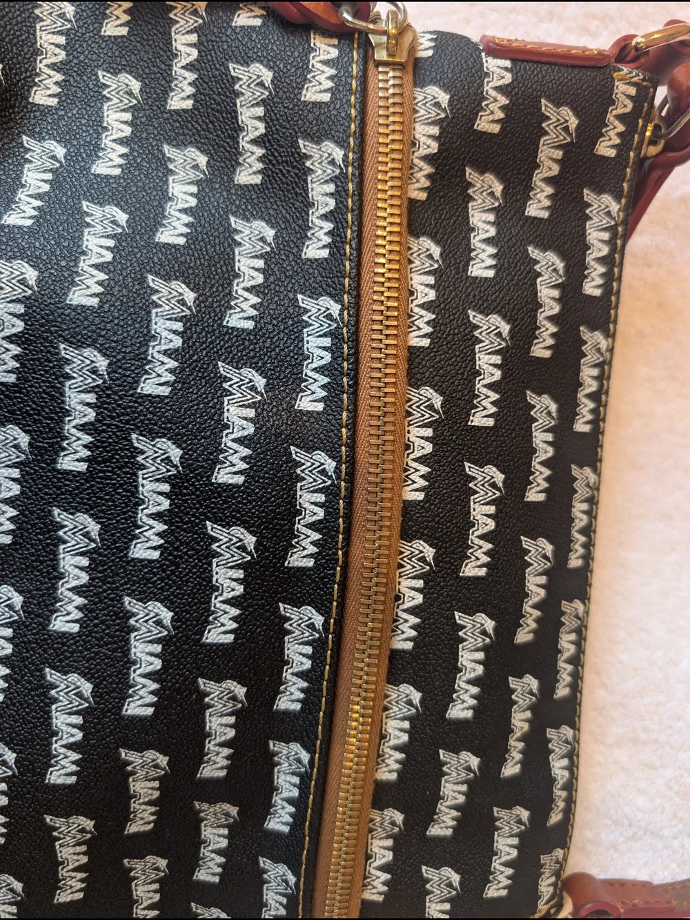 Dooney & Bourke MLB Miami Marlins Gameday Crossbody Bag Black Leather Trim
